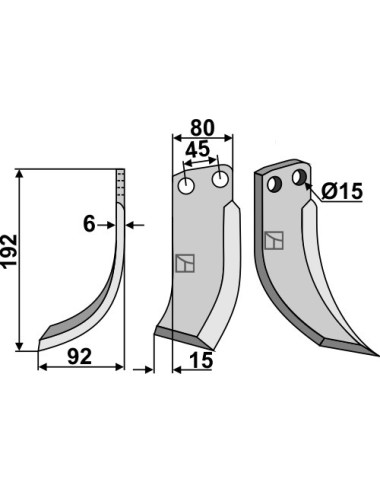 Couteau, modèle gauche