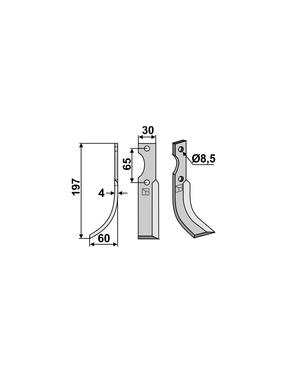 Couteau, modèle gauche