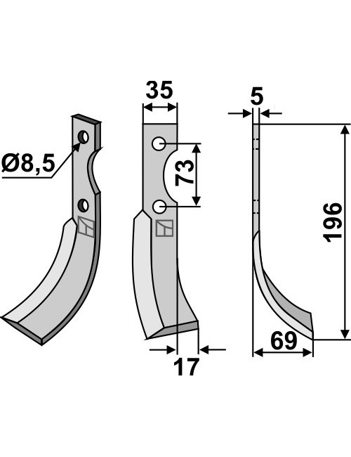 Couteau, modèle droit