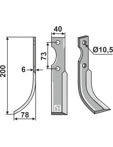 Couteau, modèle gauche