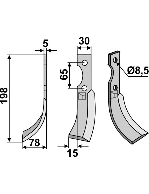 Couteau, modèle gauche