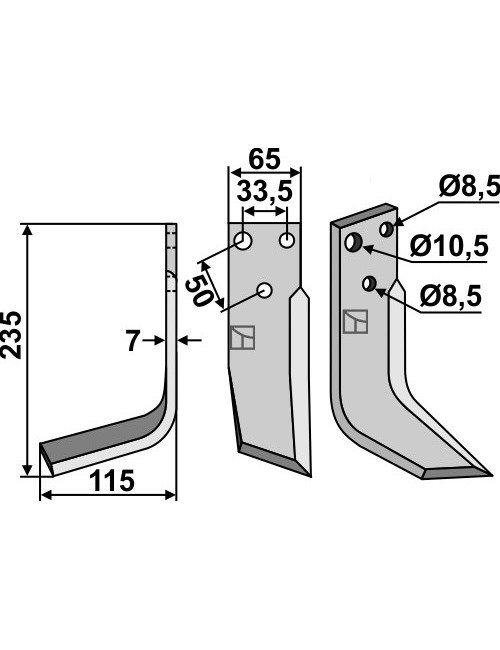 Couteau, modèle gauche