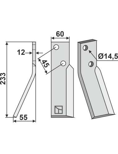 Dent rotative, modèle gauche