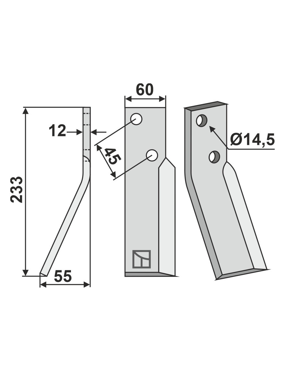 Dent rotative, modèle gauche