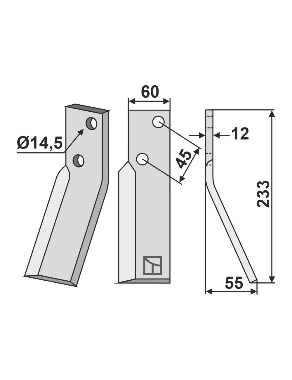 Dent rotative, modèle droit