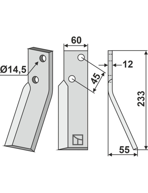 Dent rotative, modèle droit