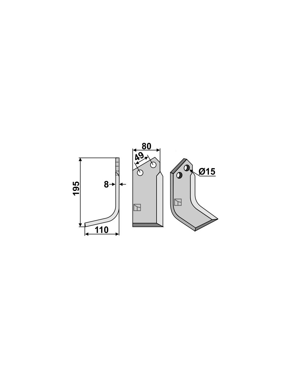 Couteau, modèle gauche