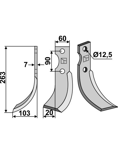 Couteau, modèle gauche