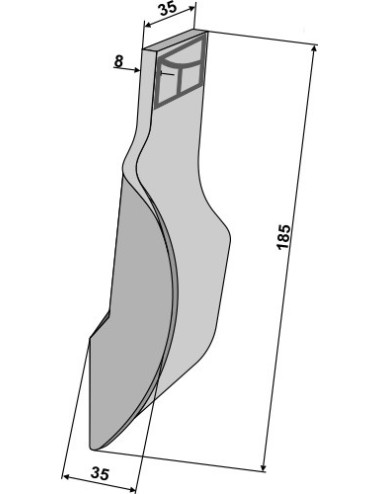 Pointe à souder pour soc de charrue - gauche