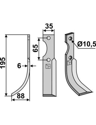 Couteau, modèle gauche