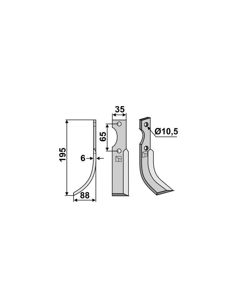 Couteau, modèle gauche