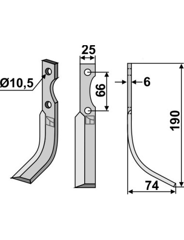 Couteau, modèle droit