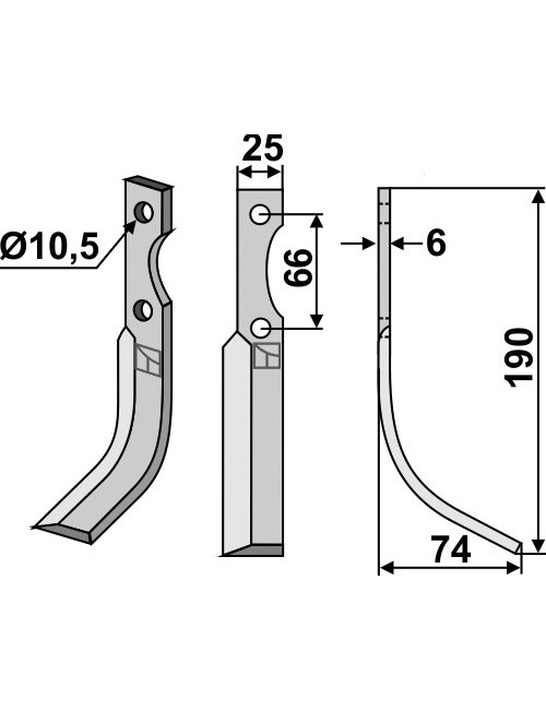 Couteau, modèle droit