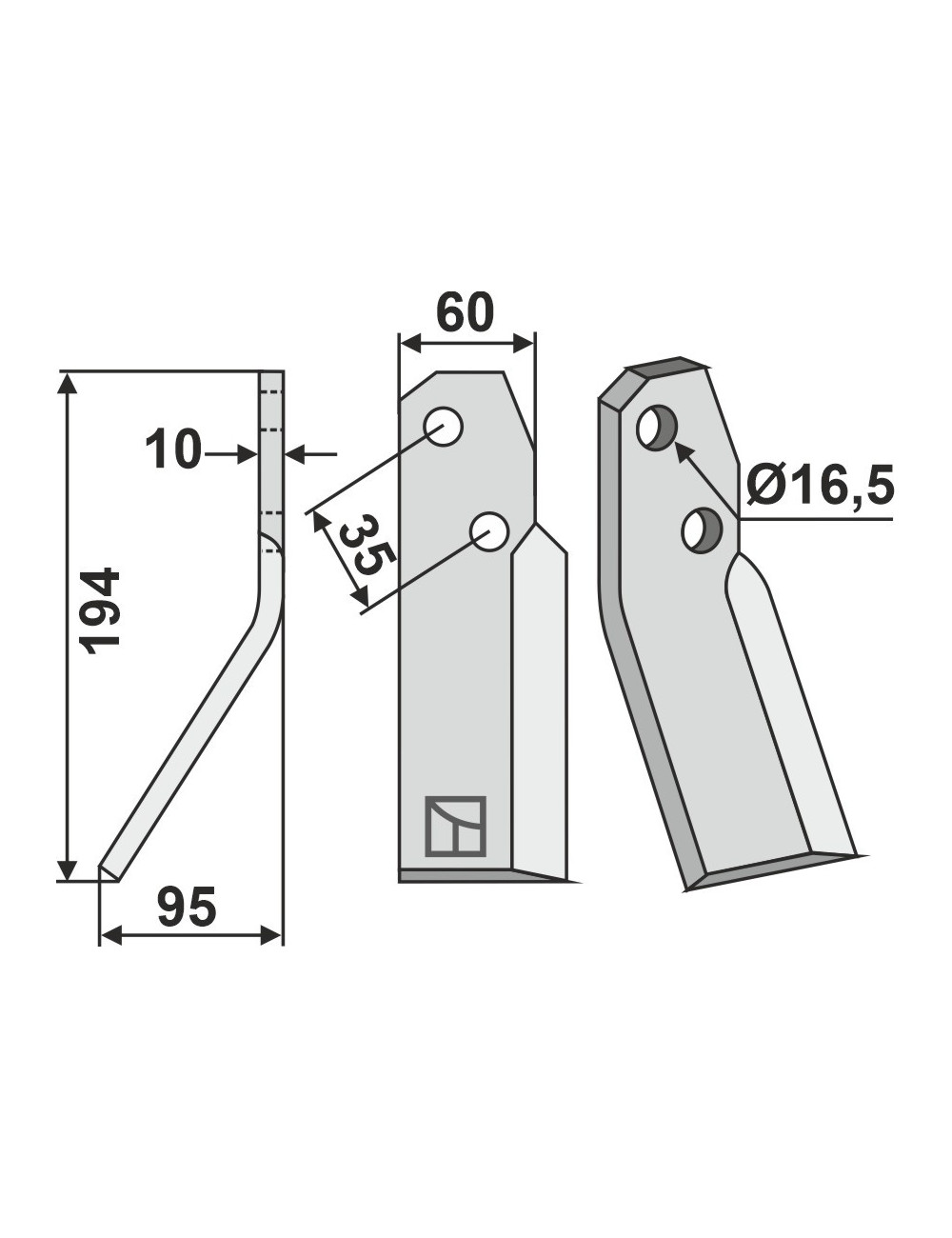 Dent rotative, modèle gauche