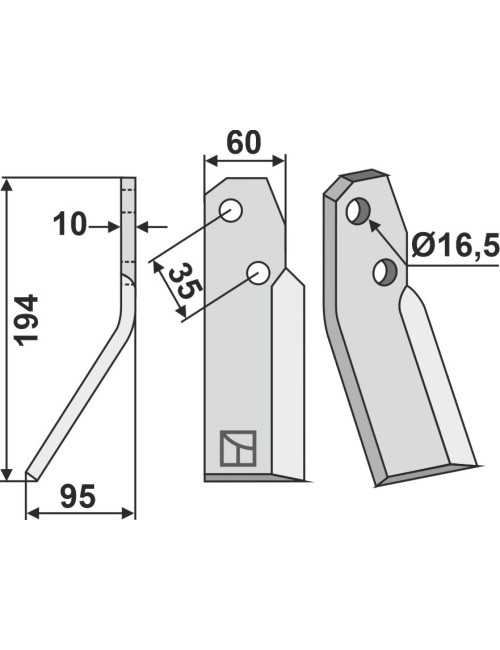 Dent rotative, modèle gauche