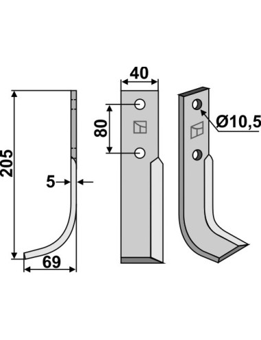 Couteau, modèle gauche