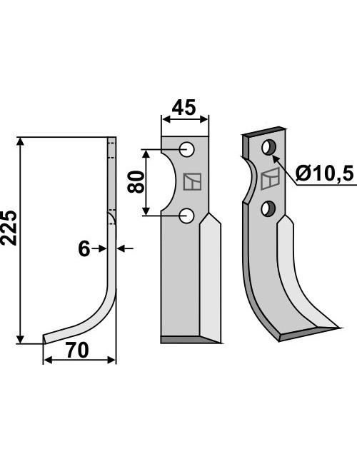 Couteau, modèle gauche