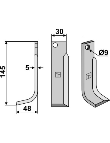 Couteau, modèle gauche