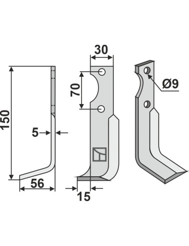 Couteau, modèle gauche