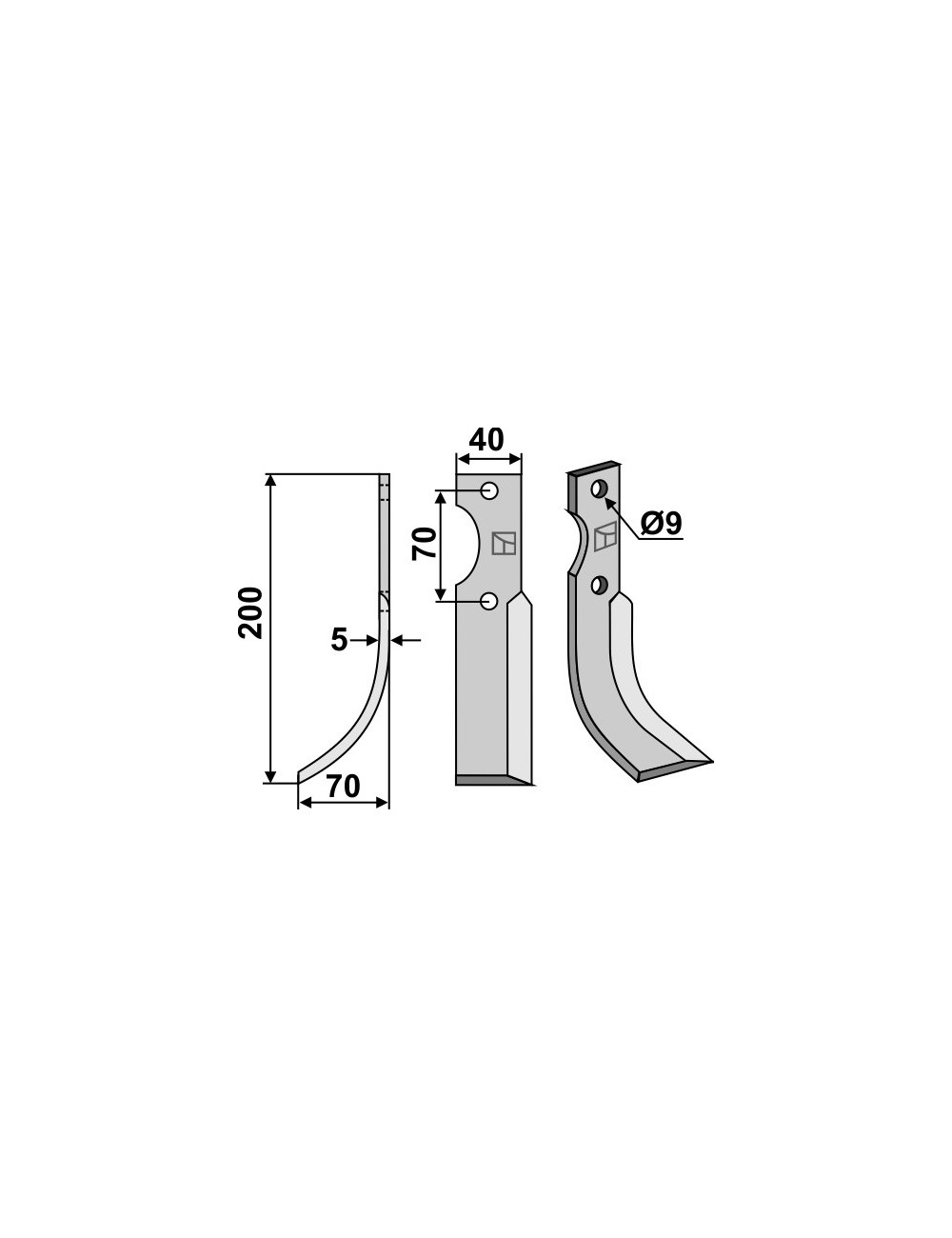 Couteau, modèle gauche