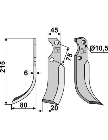 Couteau, modèle gauche