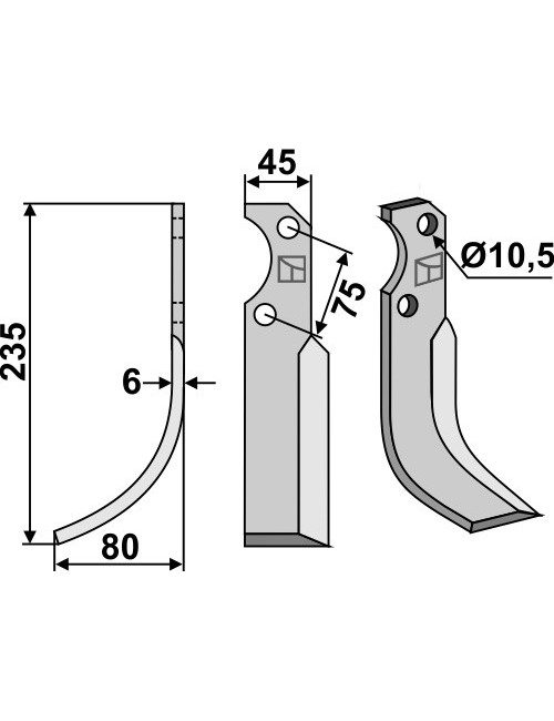 Couteau, modèle gauche