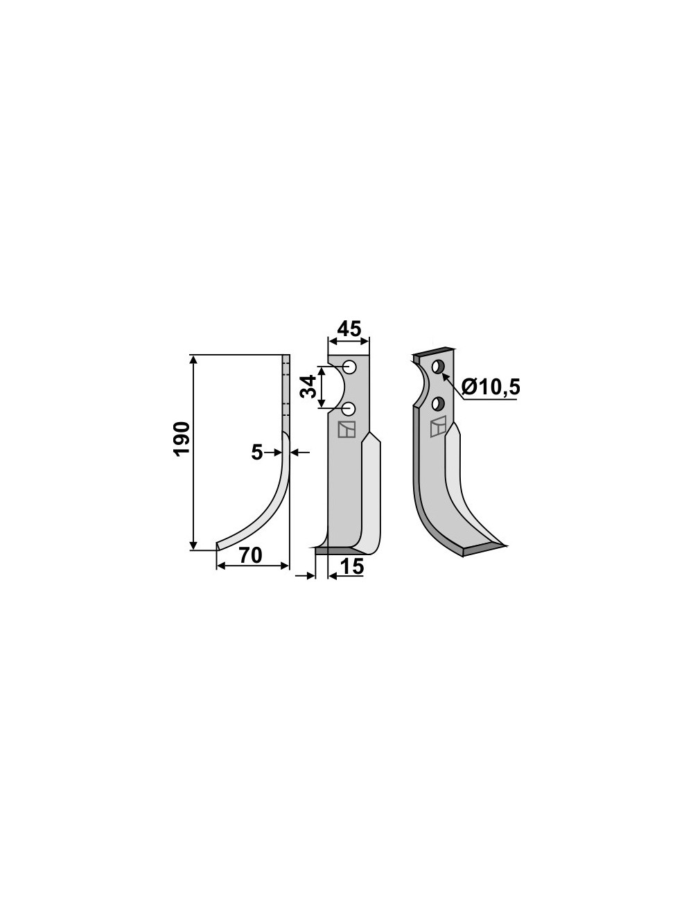 Couteau, modèle gauche