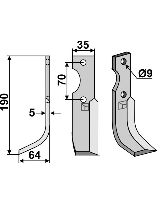 Couteau, modèle gauche