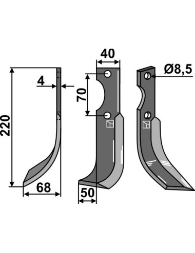 Couteau, modèle gauche