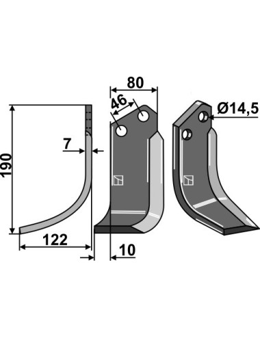 Couteau, modèle gauche