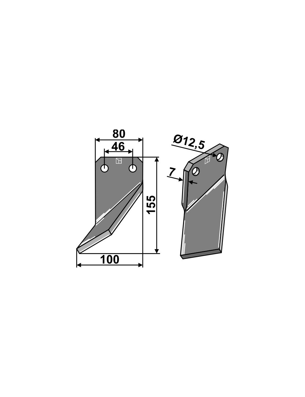 Dent rotative, modèle gauche