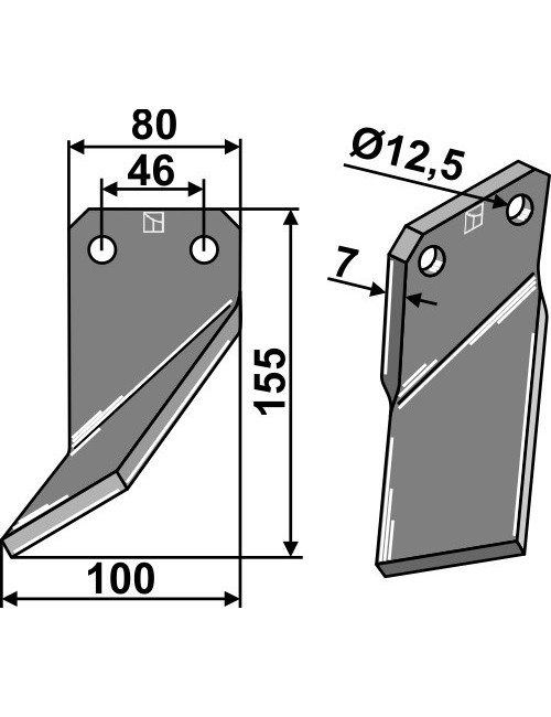 Dent rotative, modèle gauche