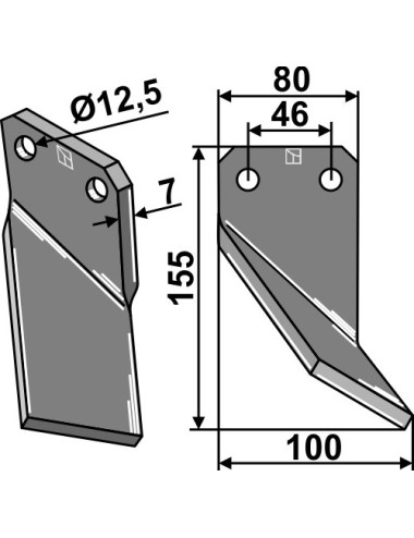 Dent rotative, modèle droit