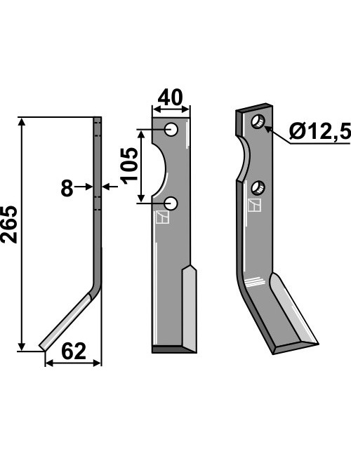 Couteau, modèle gauche