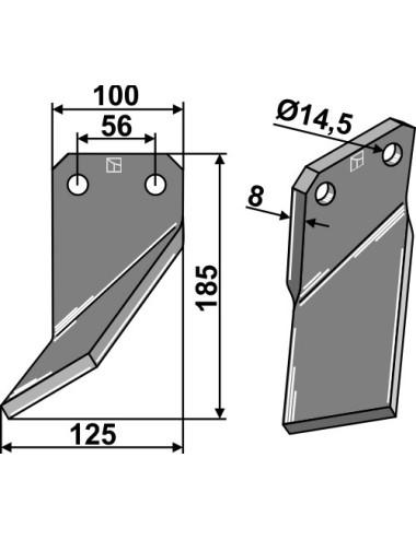 Dent rotative, modèle gauche