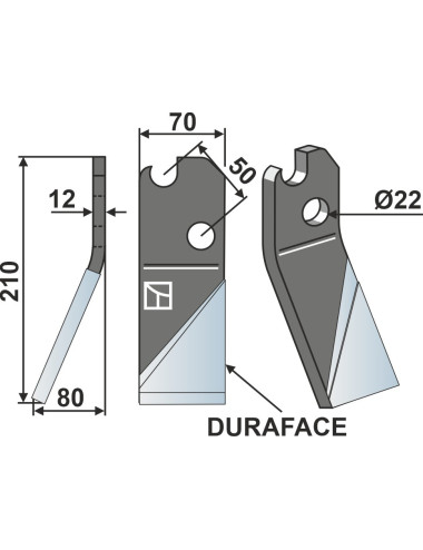 Dent rotative DURAFACE, modèle gauche