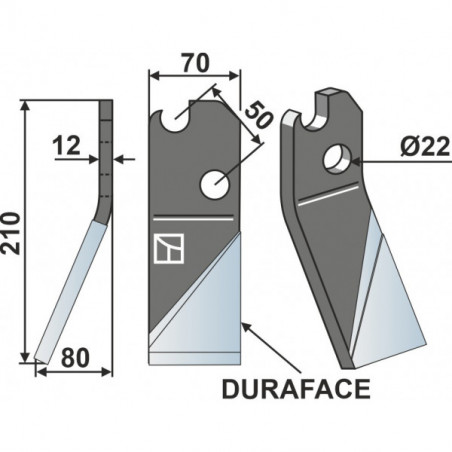 Dent rotative DURAFACE, modèle gauche