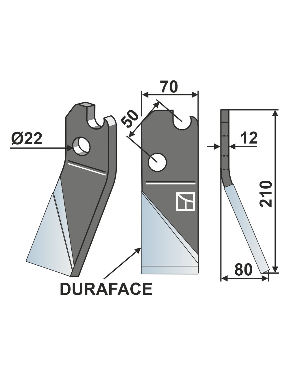 Dent rotative DURAFACE, modèle droit