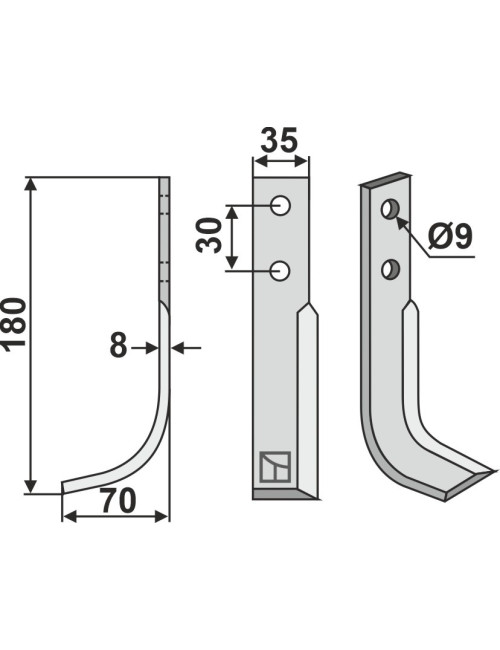 Couteau, modèle gauche