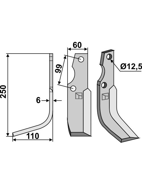 Couteau, modèle gauche