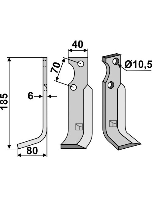 Couteau, modèle gauche