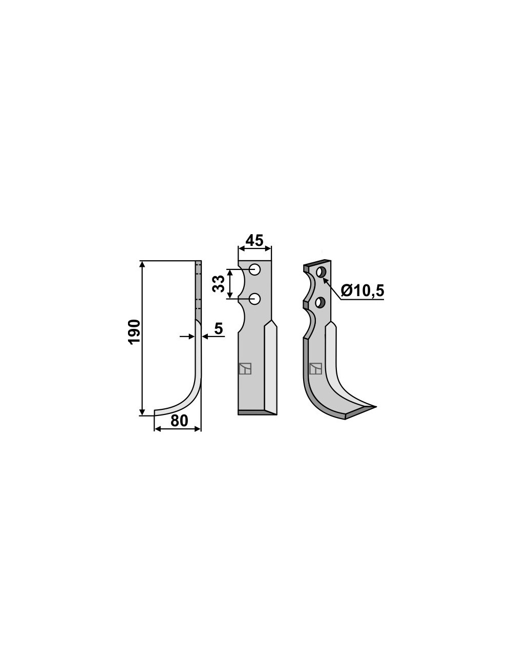 Couteau, modèle gauche