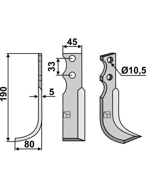 Couteau, modèle gauche