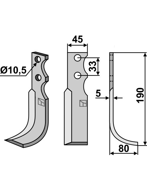 Couteau, modèle droit