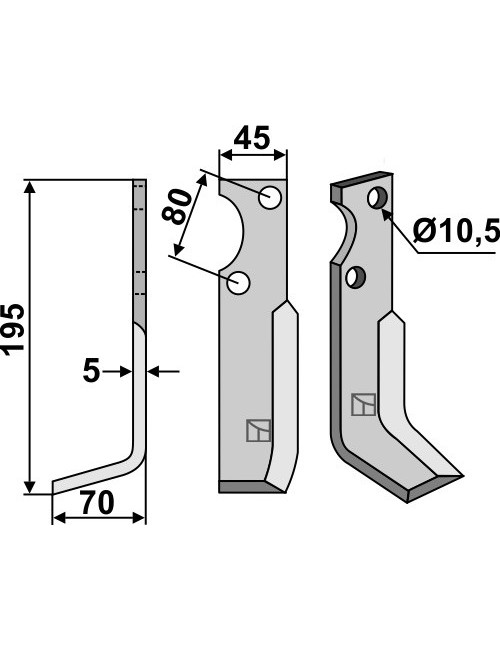 Couteau, modèle gauche