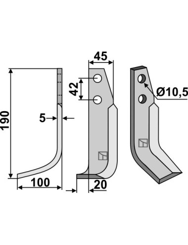 Couteau, modèle gauche