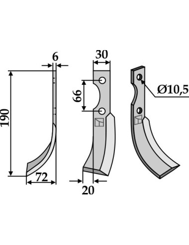 Couteau, modèle gauche