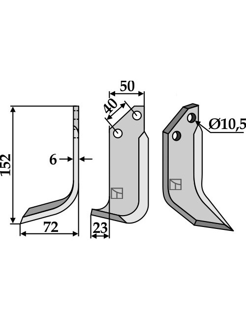 Couteau, modèle gauche