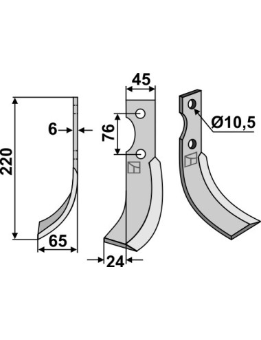 Couteau, modèle gauche