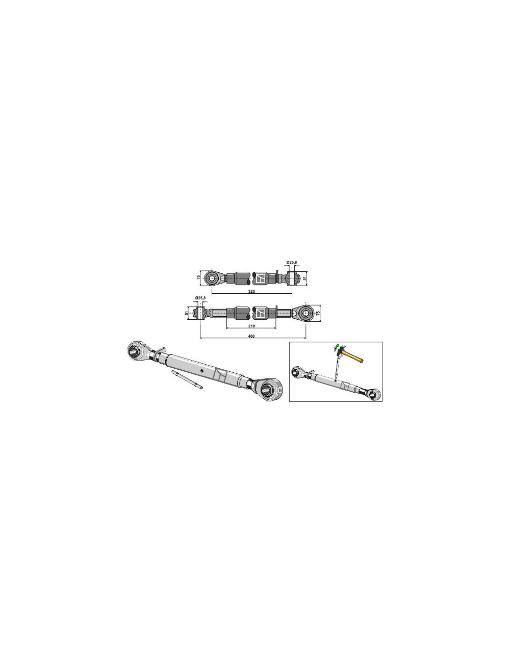 Barre de poussée M30x3,5 standard